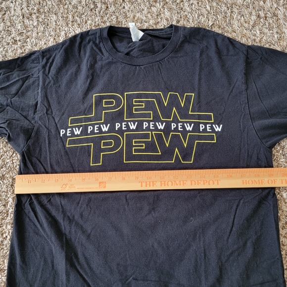 Star Wars 'Pew Pew' | Graphic T-Shirt Humor Black Yellow Gift Shortsleeve Tee - Picture 4 of 8